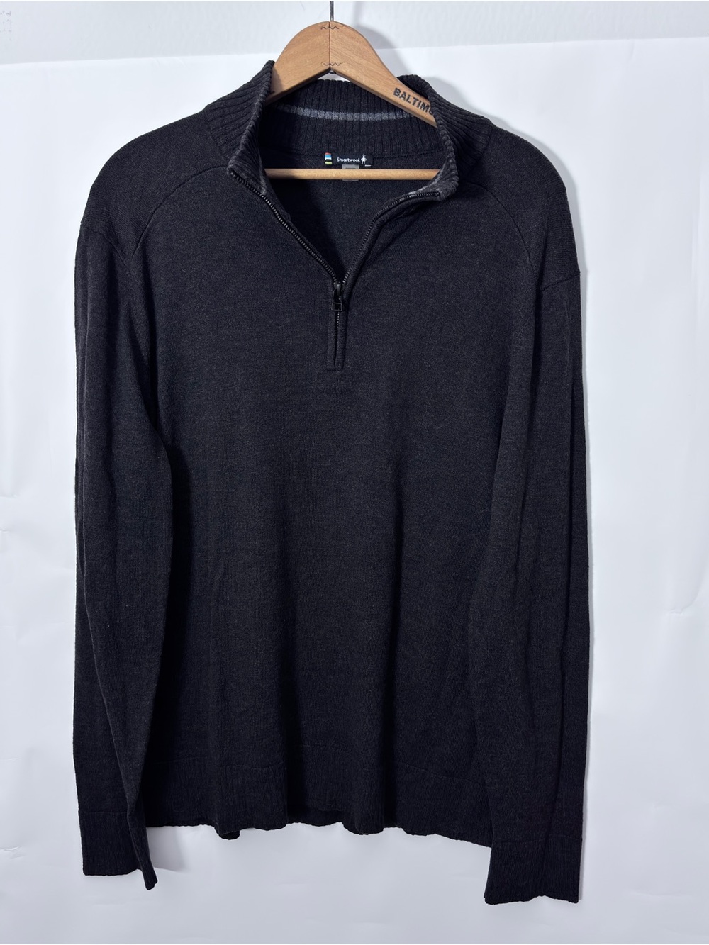 Smartwool Men's Half Zip Dark Gray Pullover Sweater Layer with Large